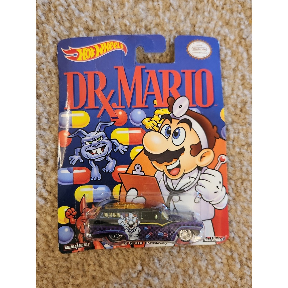 Hot Wheels Pop Culture Dr Mario 8 Crate Delivery Real Riders Nintendo Diecast